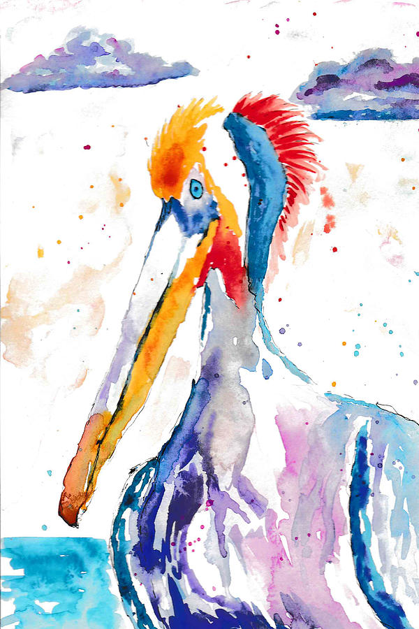 Playful Pelican Painting by Bonny Puckett