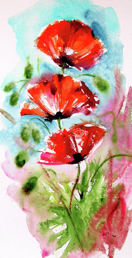 Playful poppies Painting by Kovacs Anna Brigitta - Fine Art America