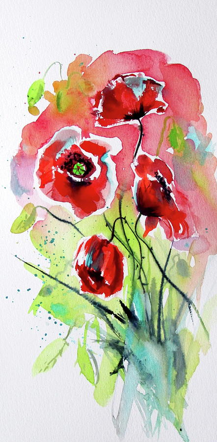 Poppy Painting - Playful poppies VII by Kovacs Anna Brigitta