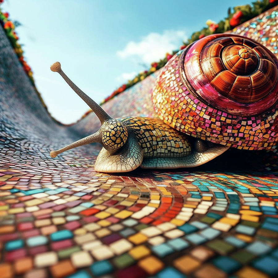 Playful Snail Digital Art by Chaos Monastery - Pixels