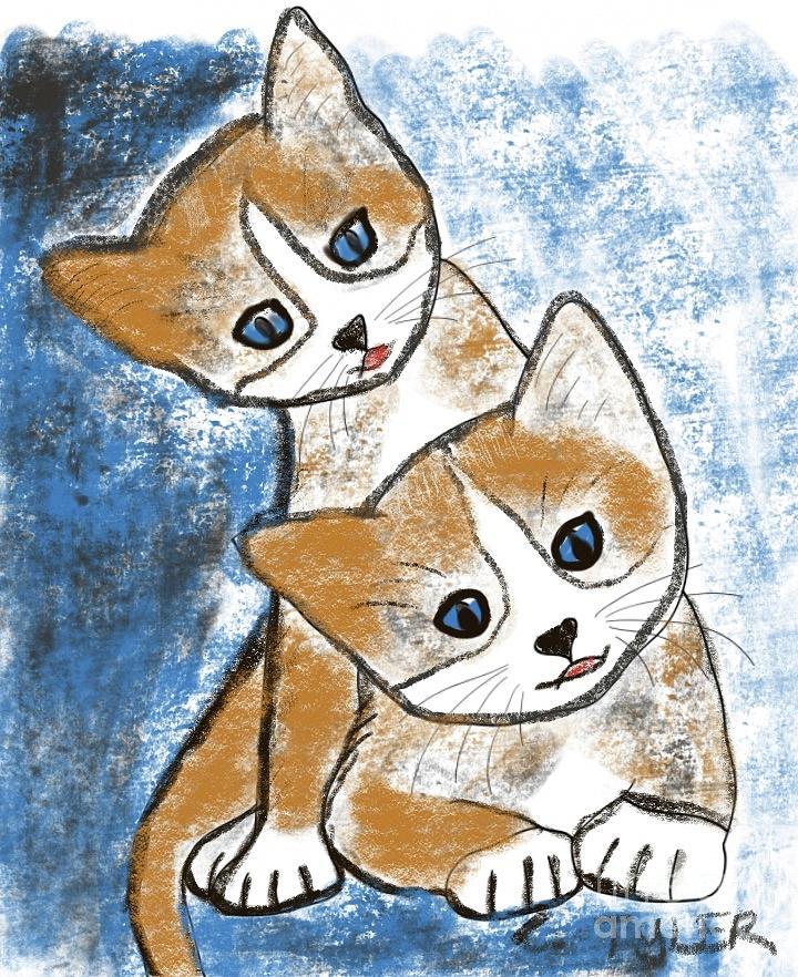 Cat Painting - Playfull Kittens by Christine Tyler