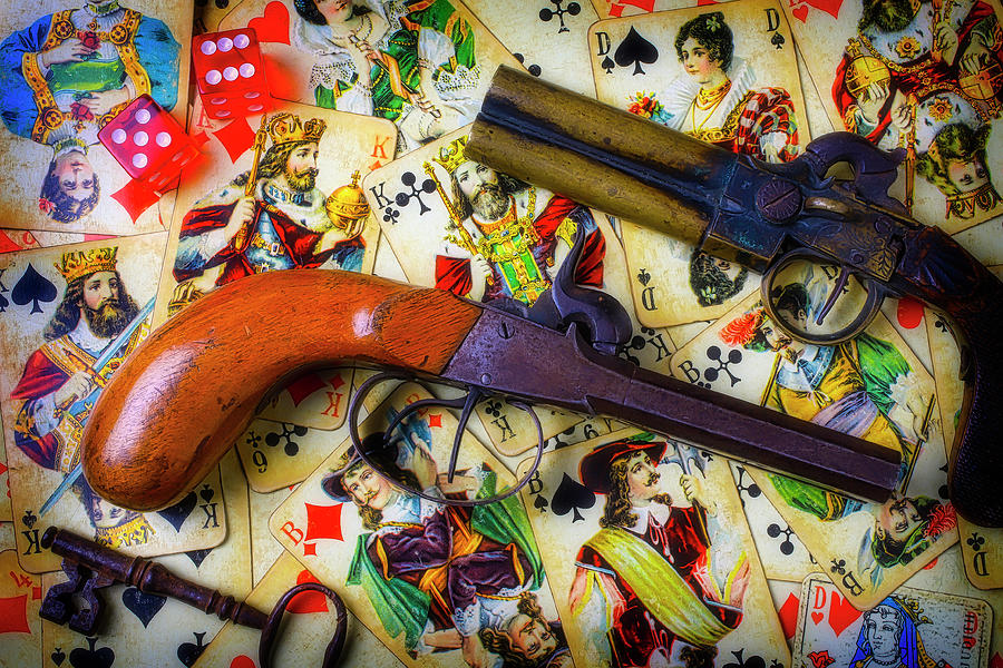 Queen Photograph - Playing Cards And Old Guns by Garry Gay