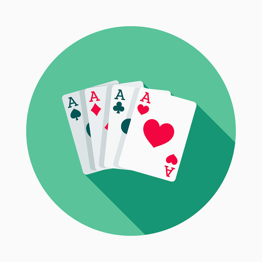 Playing Cards Flat Design Casino Icon with Side Shadow Drawing by Bortonia
