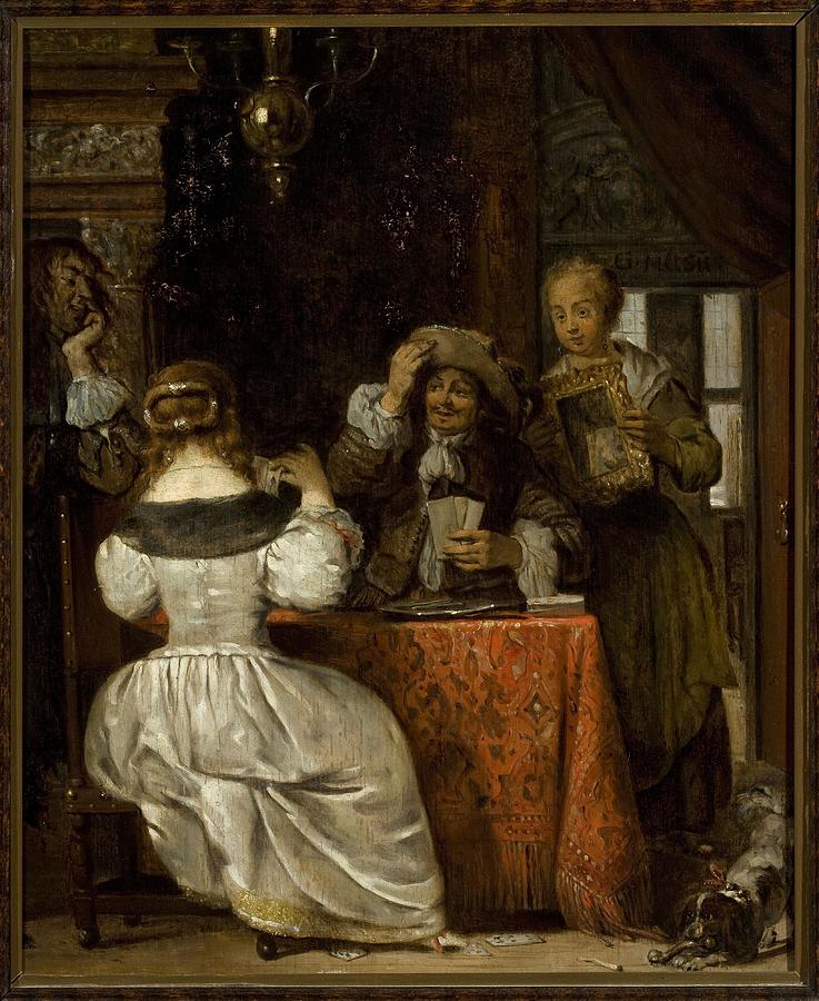 Playing cards Painting by Gabriel Metsu - Fine Art America