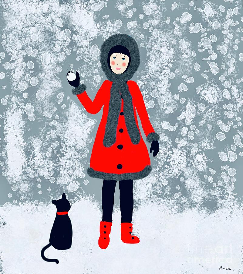 Playing in the snow  Digital Art by Elaine Hayward