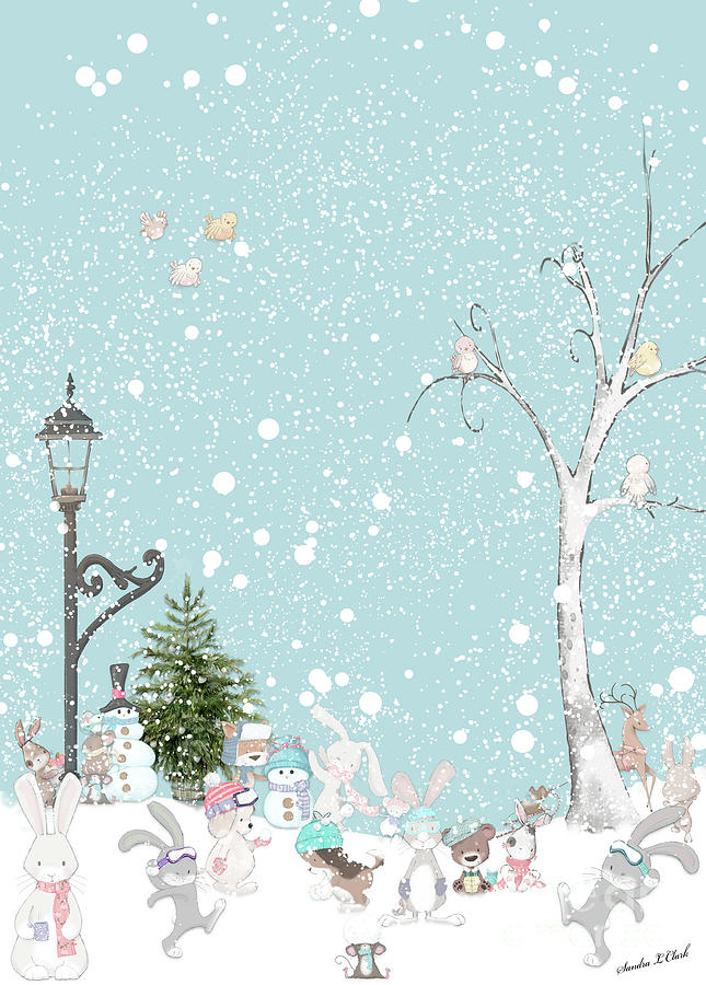Playing in the Snow find the Gnome Digital Art by Sandra Clark