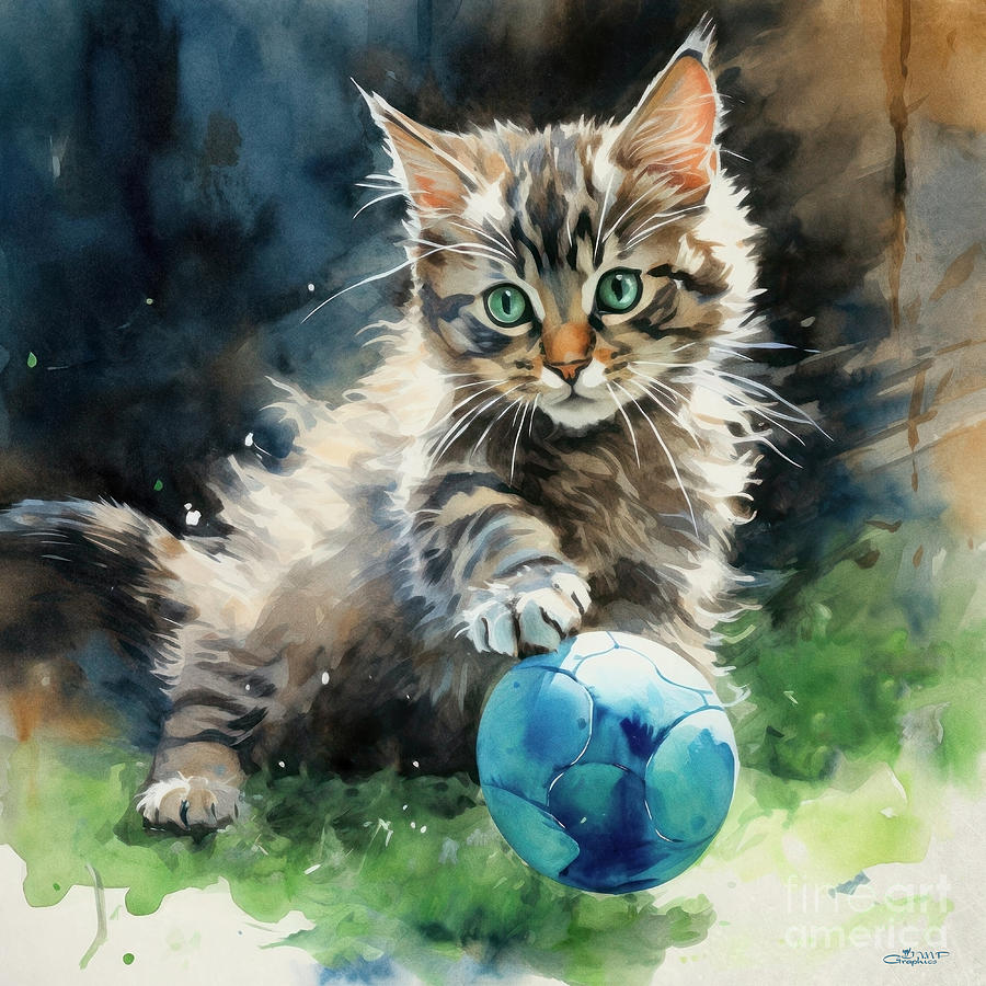 Playing Kitten Digital Art by Jutta Maria Pusl