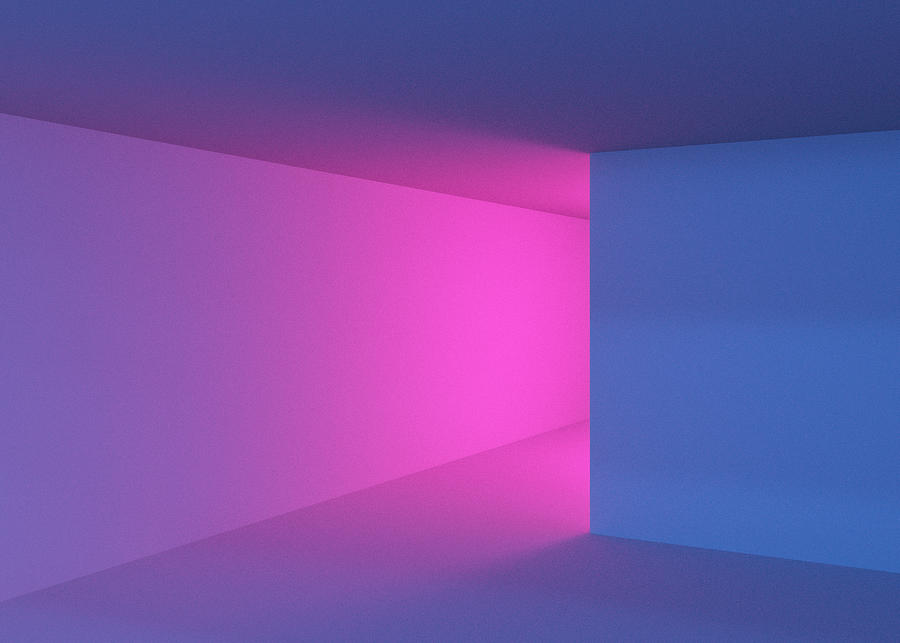 Playing with colorful lights in indoor spaces with creative and minimal style. Photograph by Artur Debat