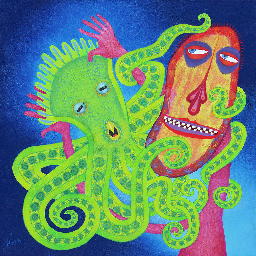 Playing With The Octopus Painting by Hone Williams