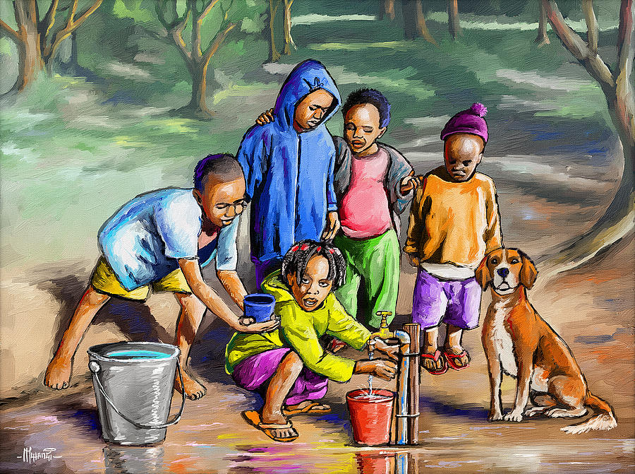 Playing with Water Painting by Anthony Mwangi