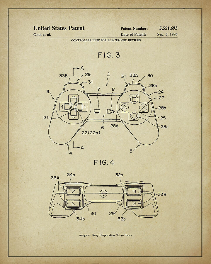 PlayStation Controller Patent Digital Art by Dale Kincaid PlayStation Controller Patent Digital Art by Dale Kincaid