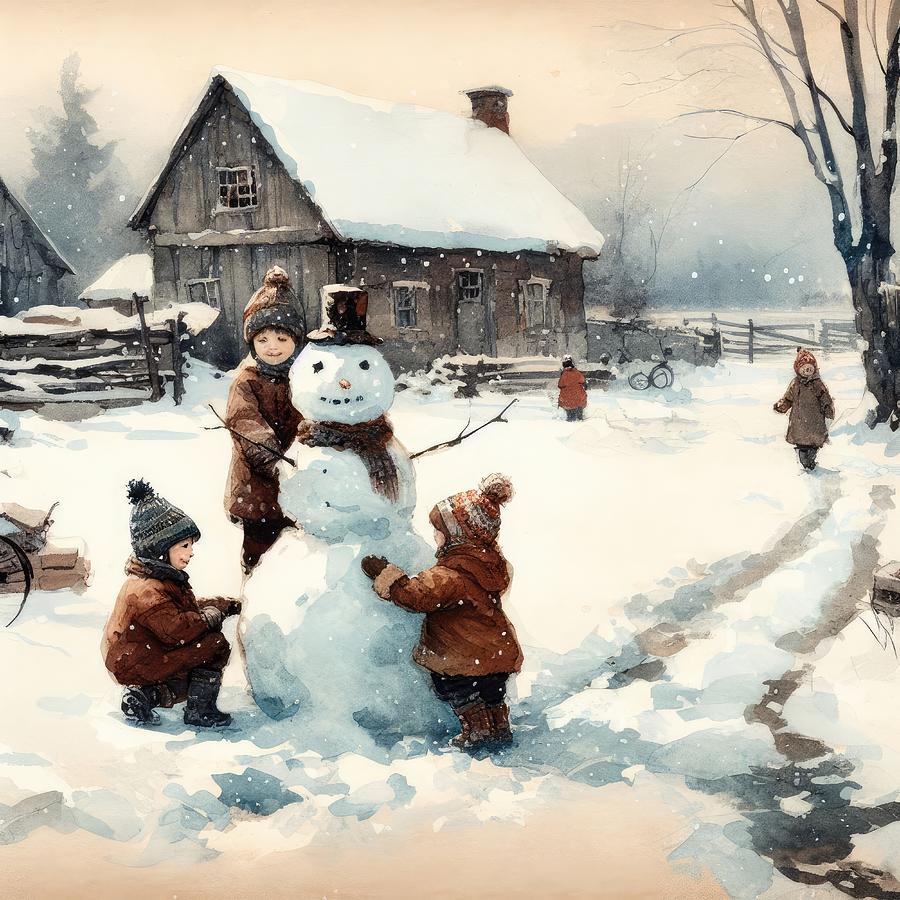 Playtime in the Snow Digital Art by Kim Hojnacki