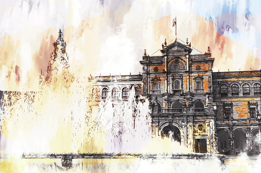 Plaza de Espana, Seville - 33 Painting by AM FineArtPrints