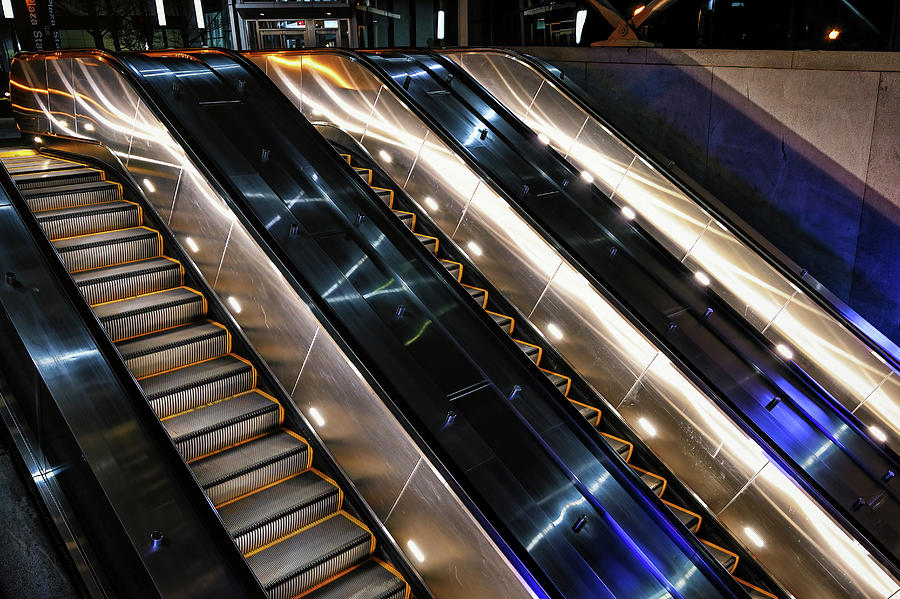 Plaza Escalator at Night Photograph by Steven Nelson