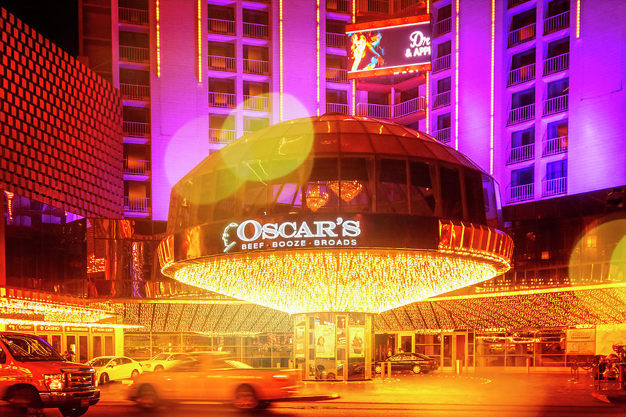 Plaza Hotel and Casino, Las Vegas at night Photograph by Tatiana Travelways