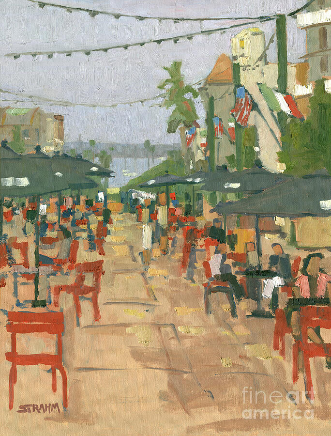 San Diego Painting - Plaza in Little Italy - San Diego by Paul Strahm