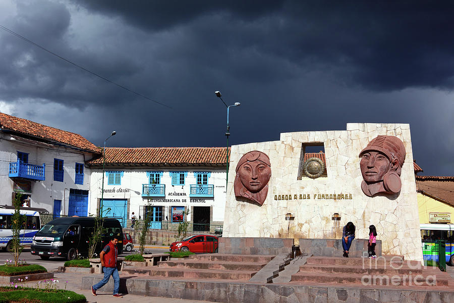 Plaza Limaqpampa and Founders Monument Cuzco Peru Photograph by James Brunker