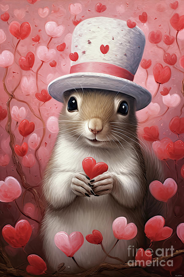 Squirrel Painting - Please Be Mine by Tina LeCour