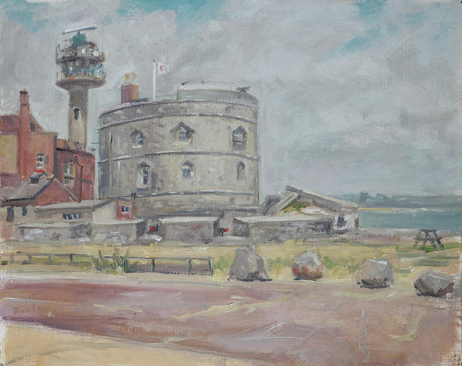 Plein air painting 107 Calshot castle Painting by Martin Davey