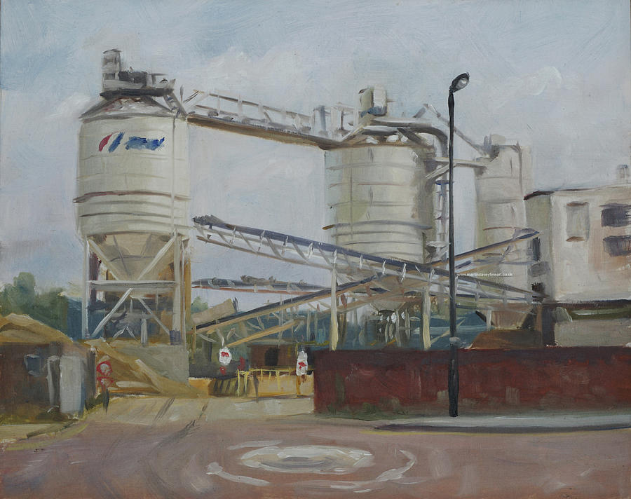 Architecture Painting - Plein air painting 24 cemex concrete plant by Martin Davey