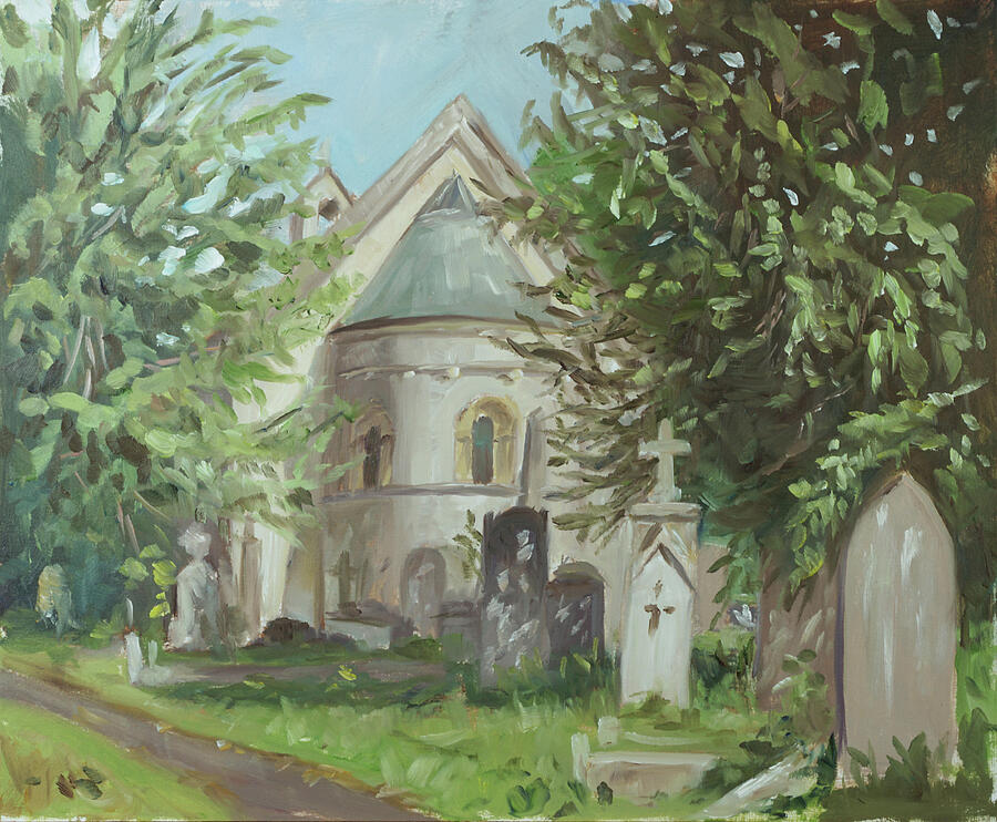 Architecture Painting - Plein air painting 32 southampton cemetery chapel by Martin Davey