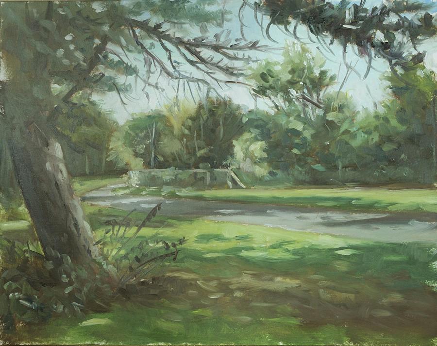 Plein air painting 42 Southampton common duck pond area Painting by Martin Davey