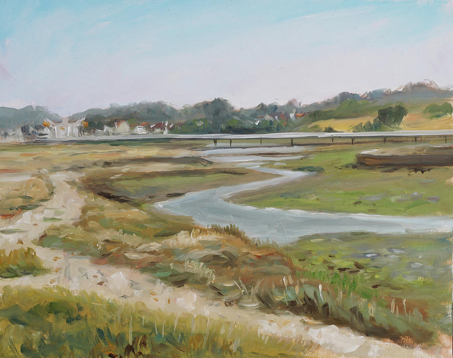 Plein air painting 51a Warsash Nature reserve Hampshire Painting by Martin Davey