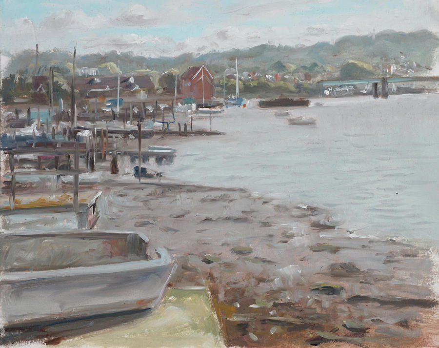 Plein air painting 56 St Denys Southampton with tide out Painting by Martin Davey