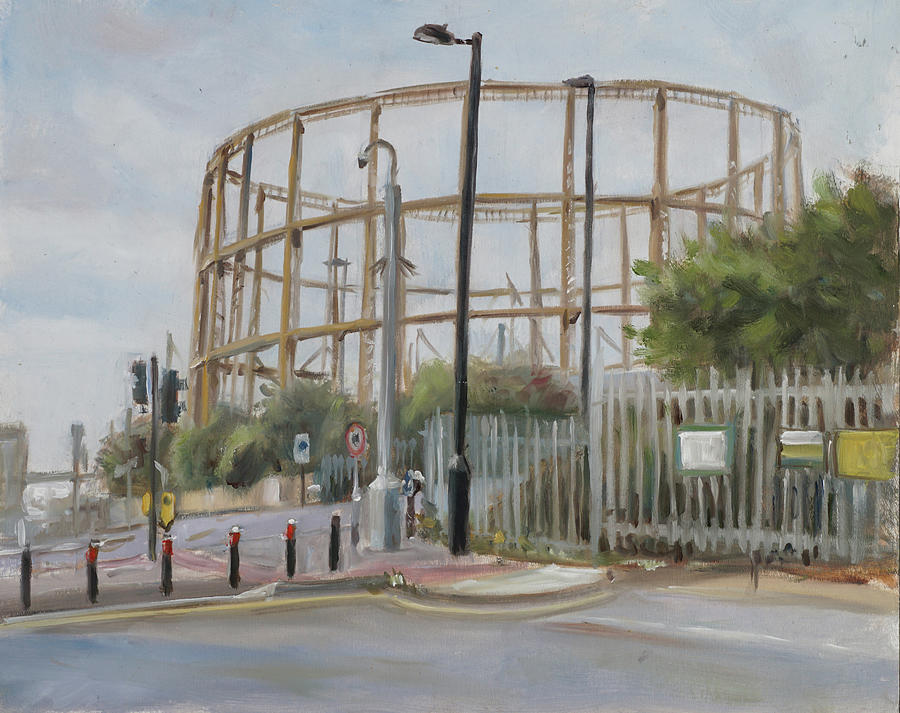 Plein air painting 57 Northam Gas Holder 1 Painting by Martin Davey