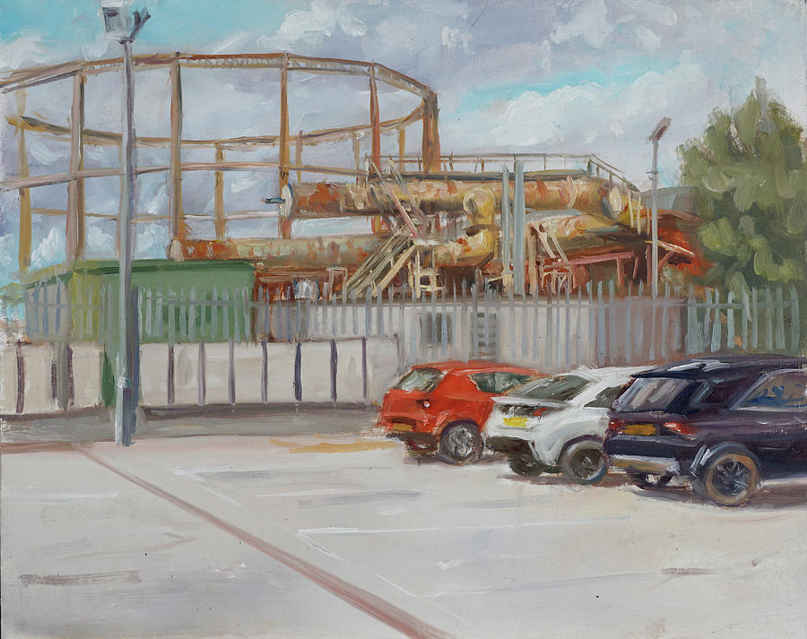 Plein air painting 58 Northam Gas Holder 2 Painting by Martin Davey