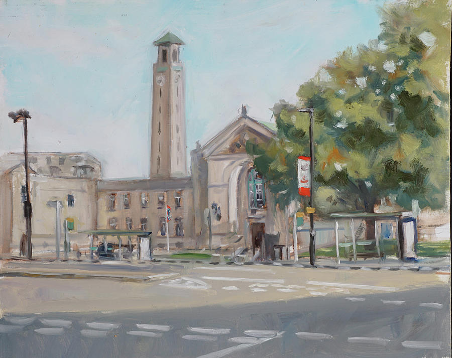 Plein air painting 61 Civic Center Southampton Painting by Martin Davey