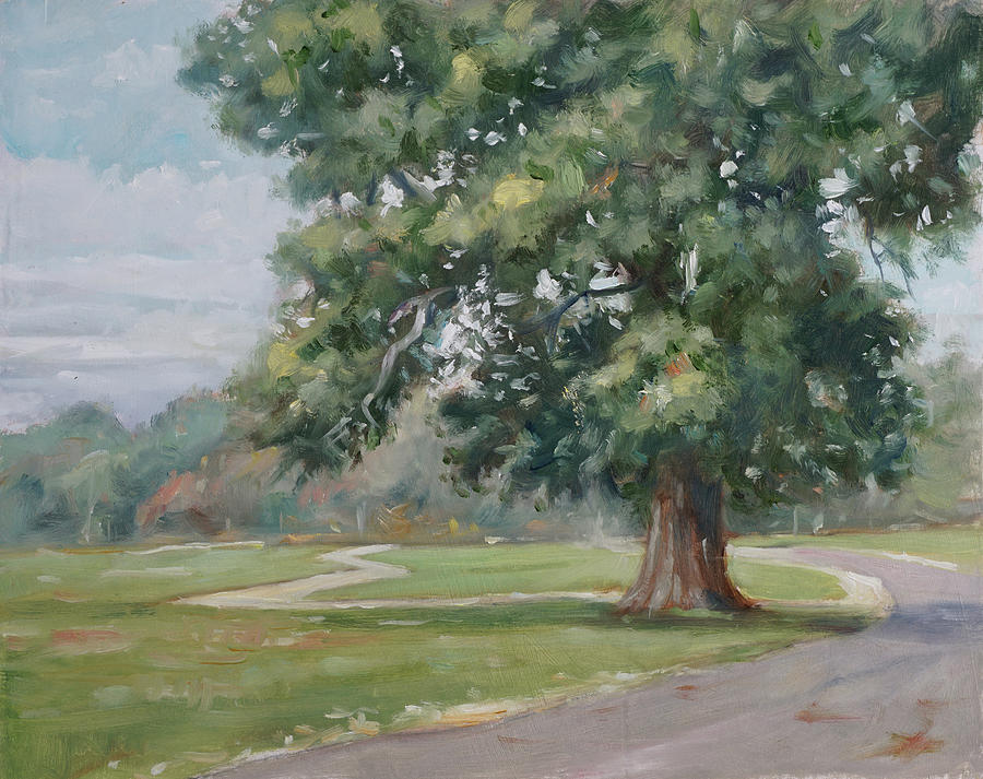 Summer Painting - Plein air painting 66 Tree on the common by Martin Davey