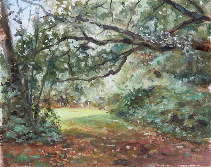 Nature Painting - Plein air painting 76 Southampton common vegetation by Martin Davey
