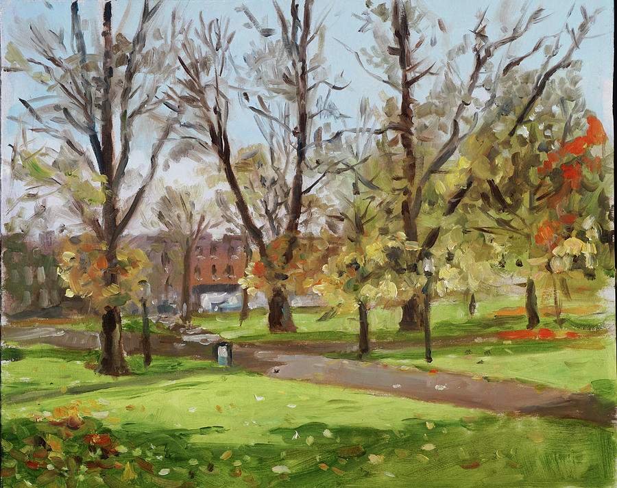Tree Painting - Plein air painting 90 Southampton Palmerston Park by Martin Davey