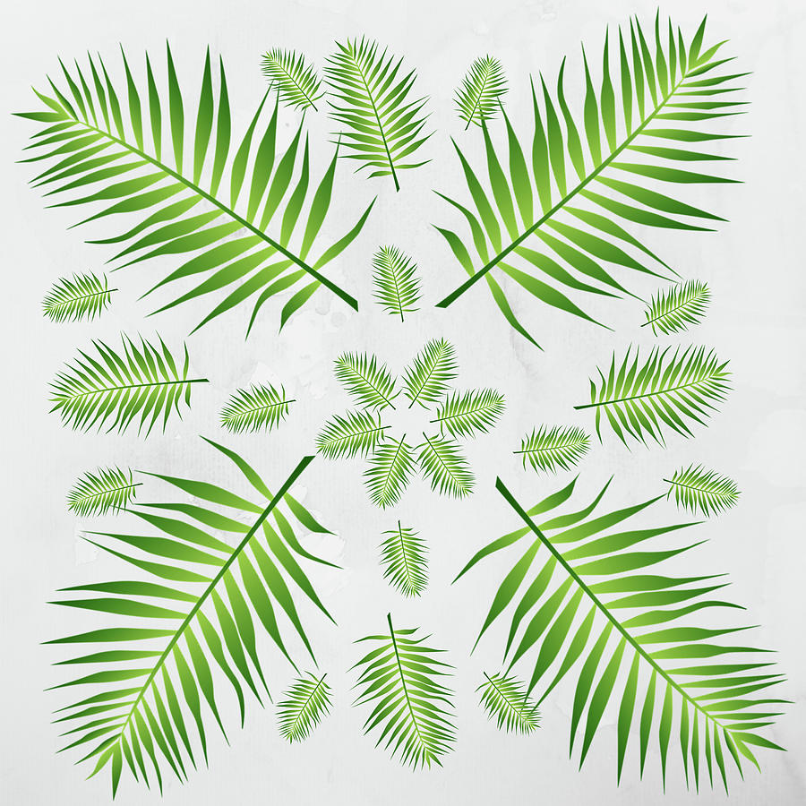 Plethora of Palm Leaves 21 on a White Textured Background Digital Art by Ali Baucom