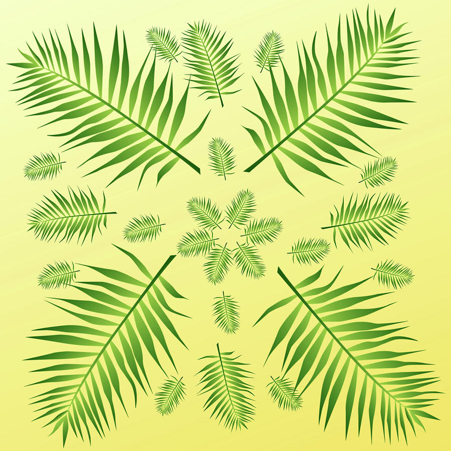 Plethora of Palm Leaves 24 on an Amber Gradient Digital Art by Ali Baucom