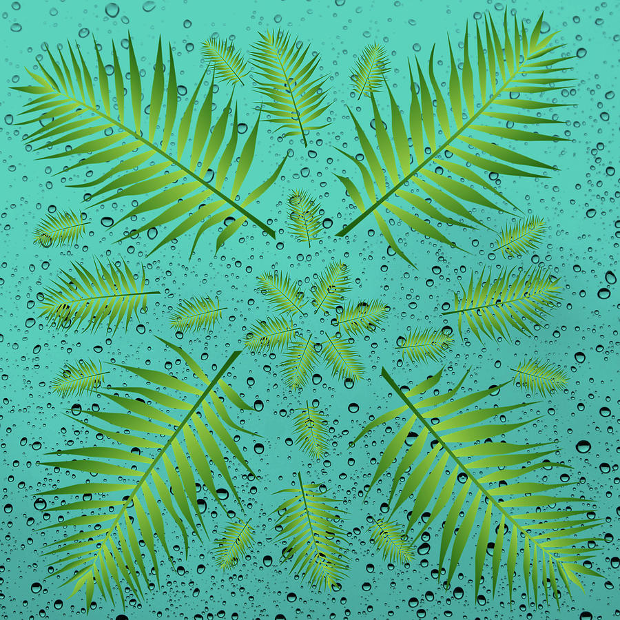 Plethora of Palm Leaves 26 on Droplets Digital Art by Ali Baucom