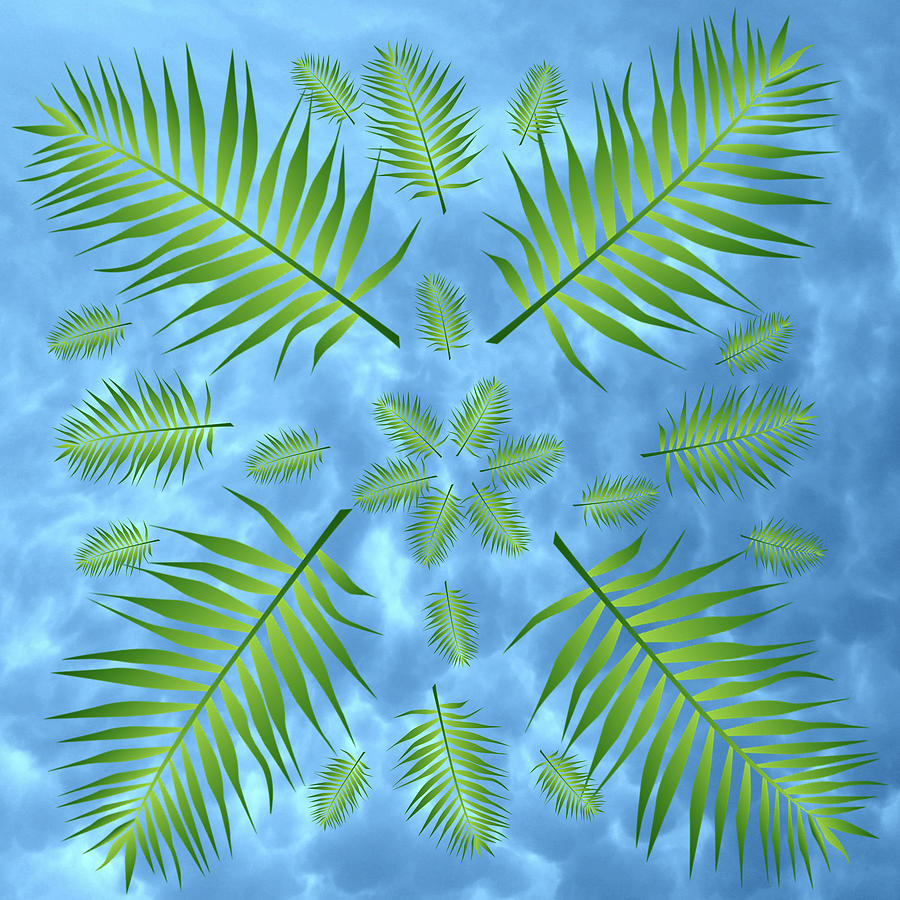 Plethora of Palm Leaves 4 on a Body of Water Digital Art by Ali Baucom