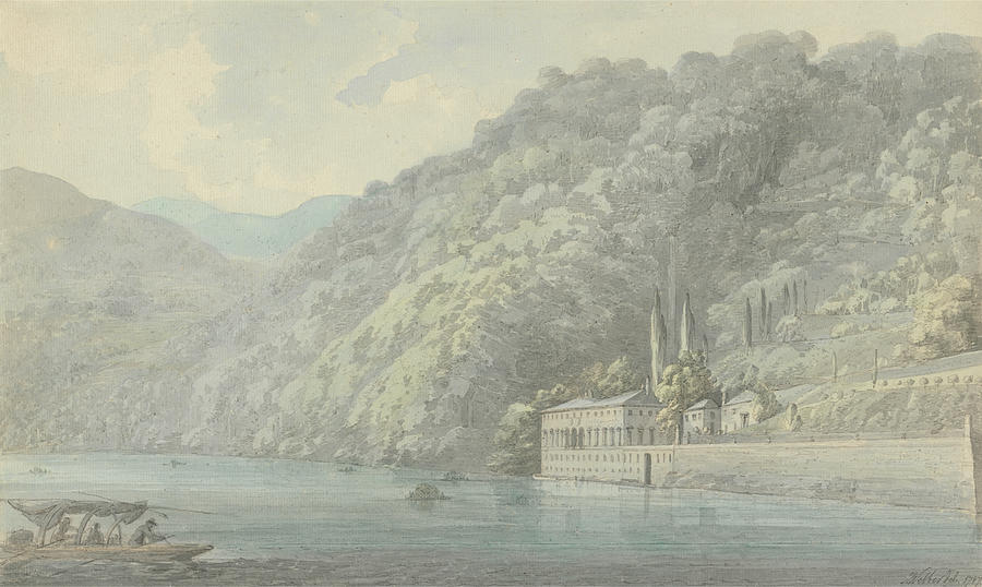 Plinys Villa, belonging to the Marquis Canarizi near Como Drawing by John Webber
