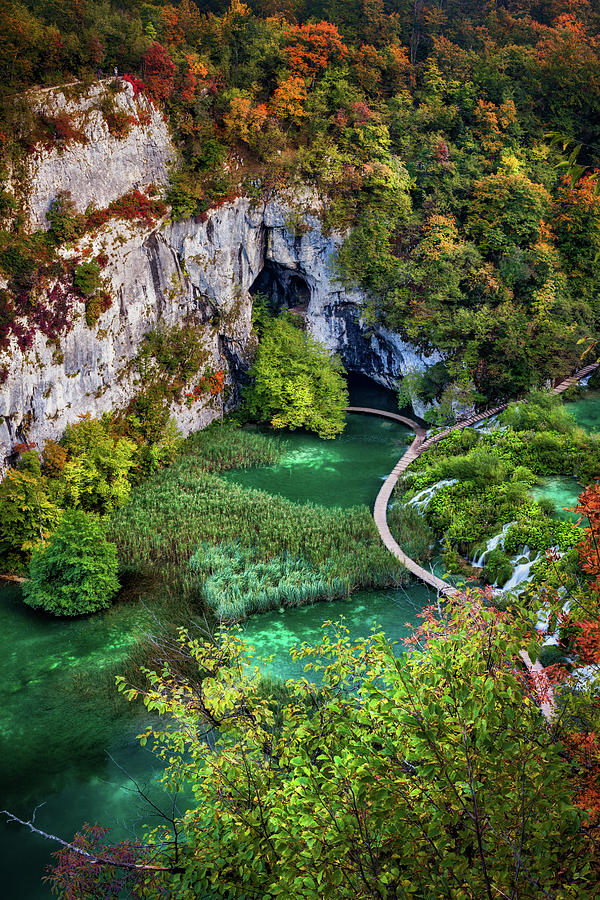Plitvice Lakes National Park Autumn Landscape in Croatia Photograph by Artur Bogacki