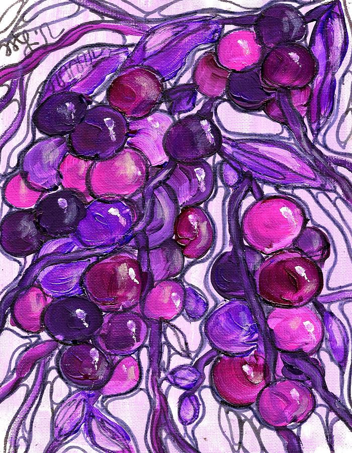 Plum-Berries---Neurographic Mixed Media by VLee Watson