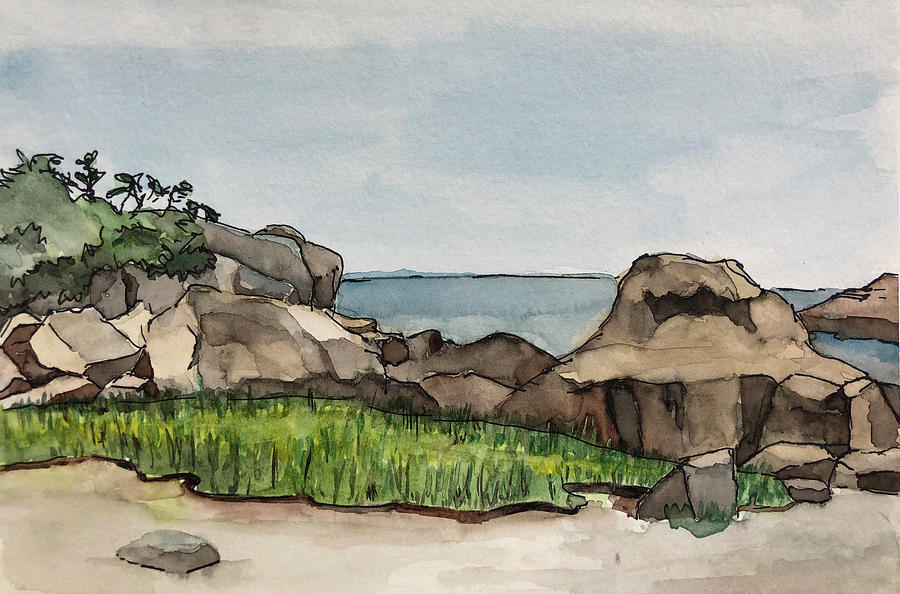 Plum Cove Beach Painting by MaryJo Clark