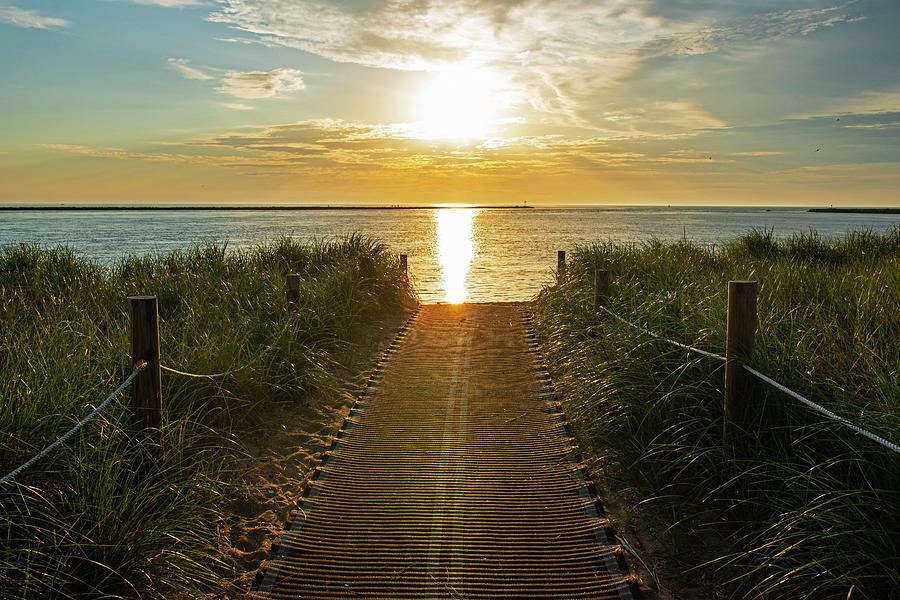 Plum Island Beach Walkway At Sunrise Newburyport Massachusetts