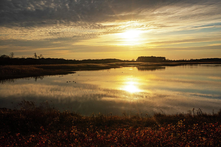Plum Island Marsh Sunrise Newbury Massachusetts Reflection Photograph by Toby McGuire