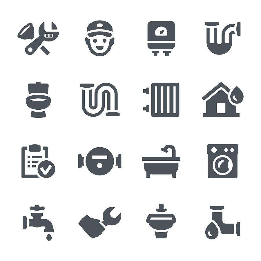 Plumbing Icons Drawing by Soulcld