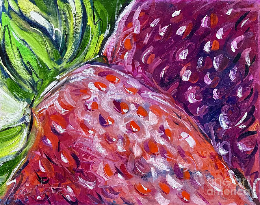 Strawberry Painting - Plump Berry by Alan Metzger