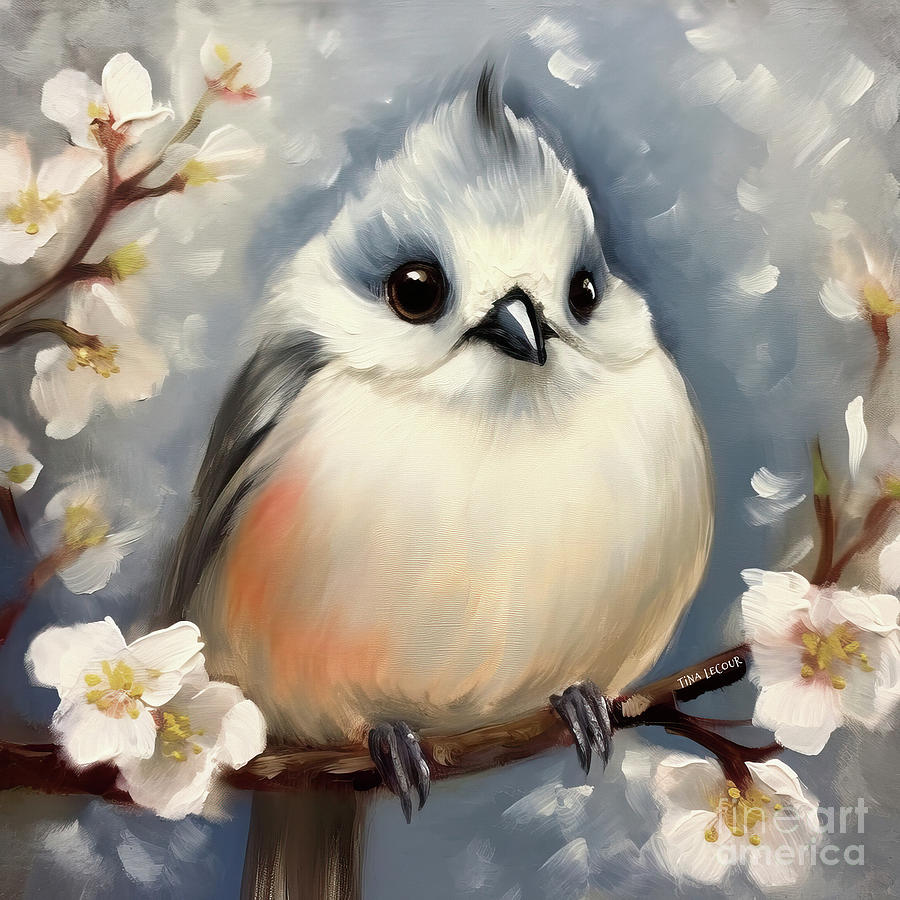 Tufted Titmouse Painting - Plump Little Titmouse by Tina LeCour