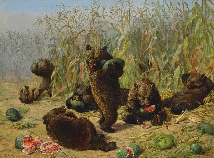 Plundering the Watermelon Patch Painting by William Holbrook Beard