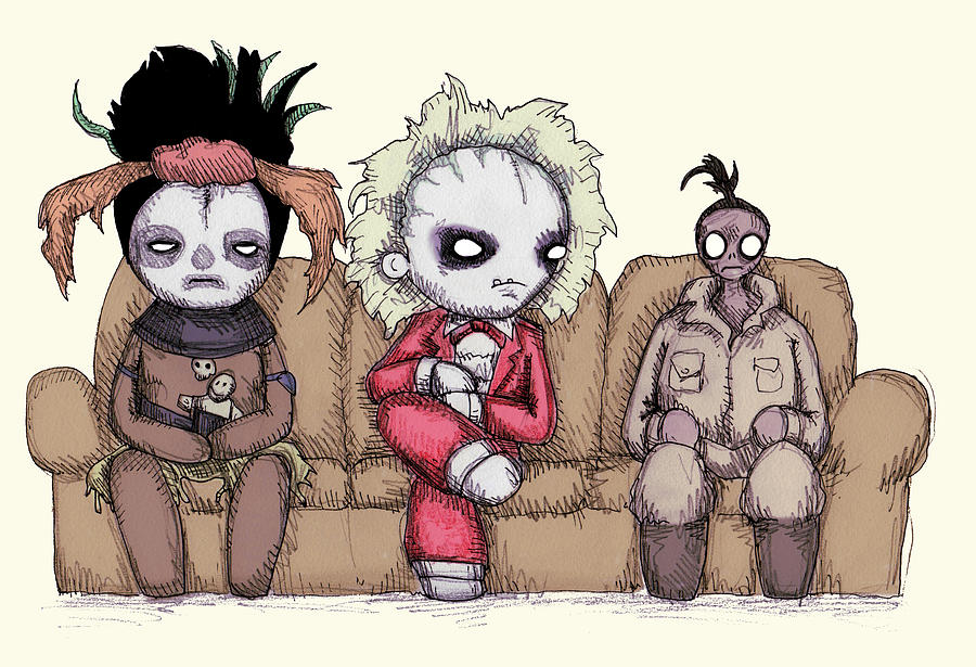 Plushie Waiting Room Drawing by Ludwig Van Bacon