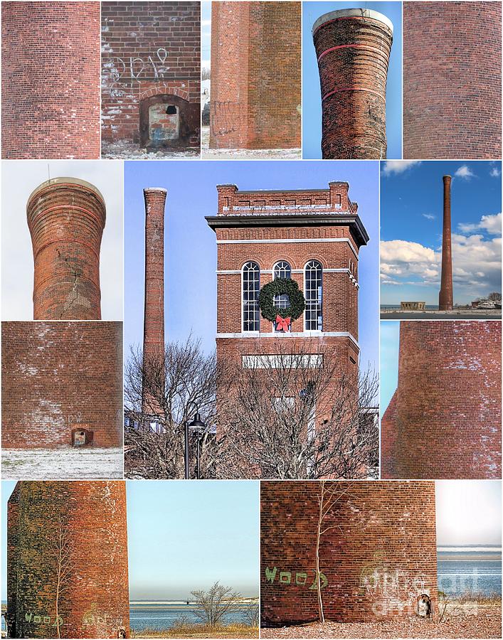 Plymouth Cordage Company Smokestack collage  Photograph by Janice Drew